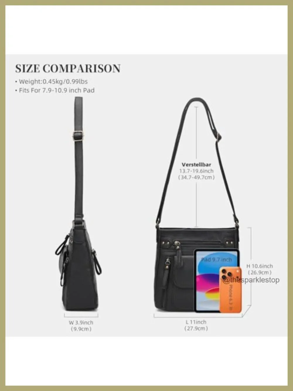 PU Leather Crossbody Bag with Adjustable Strap Multi Pocket Purse